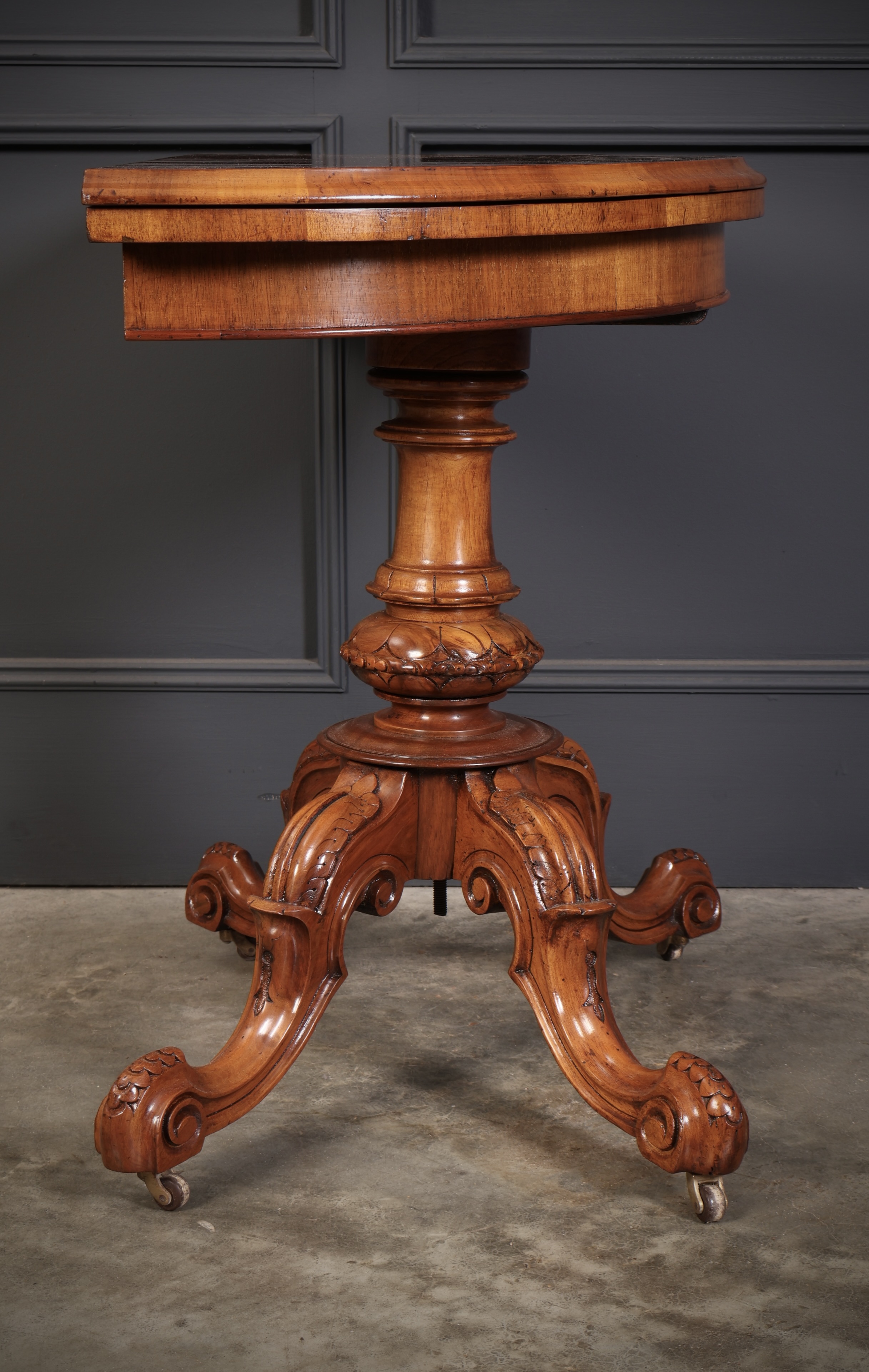 Victorian Marquetry Inlaid Burr Walnut Card Table - Image 11